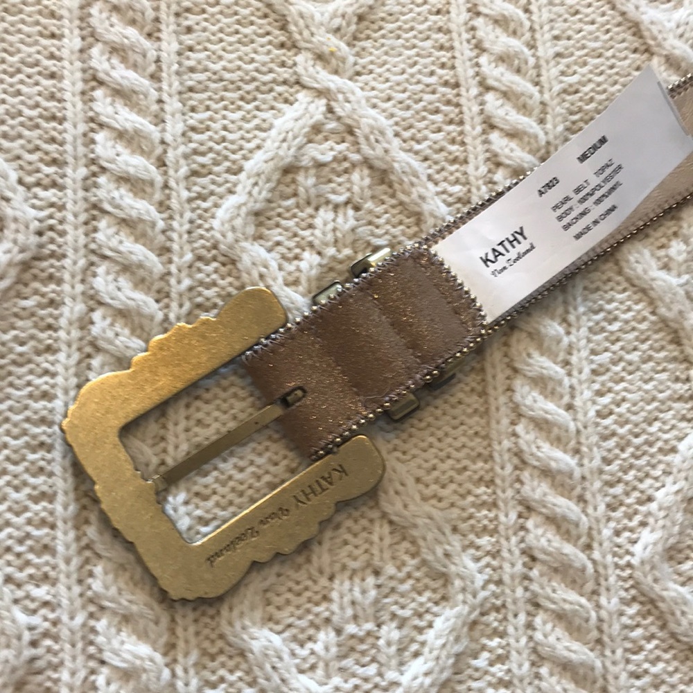 Kathy Van Zeeland pearl topaz vegan Belt Medium - Picture 4 of 8